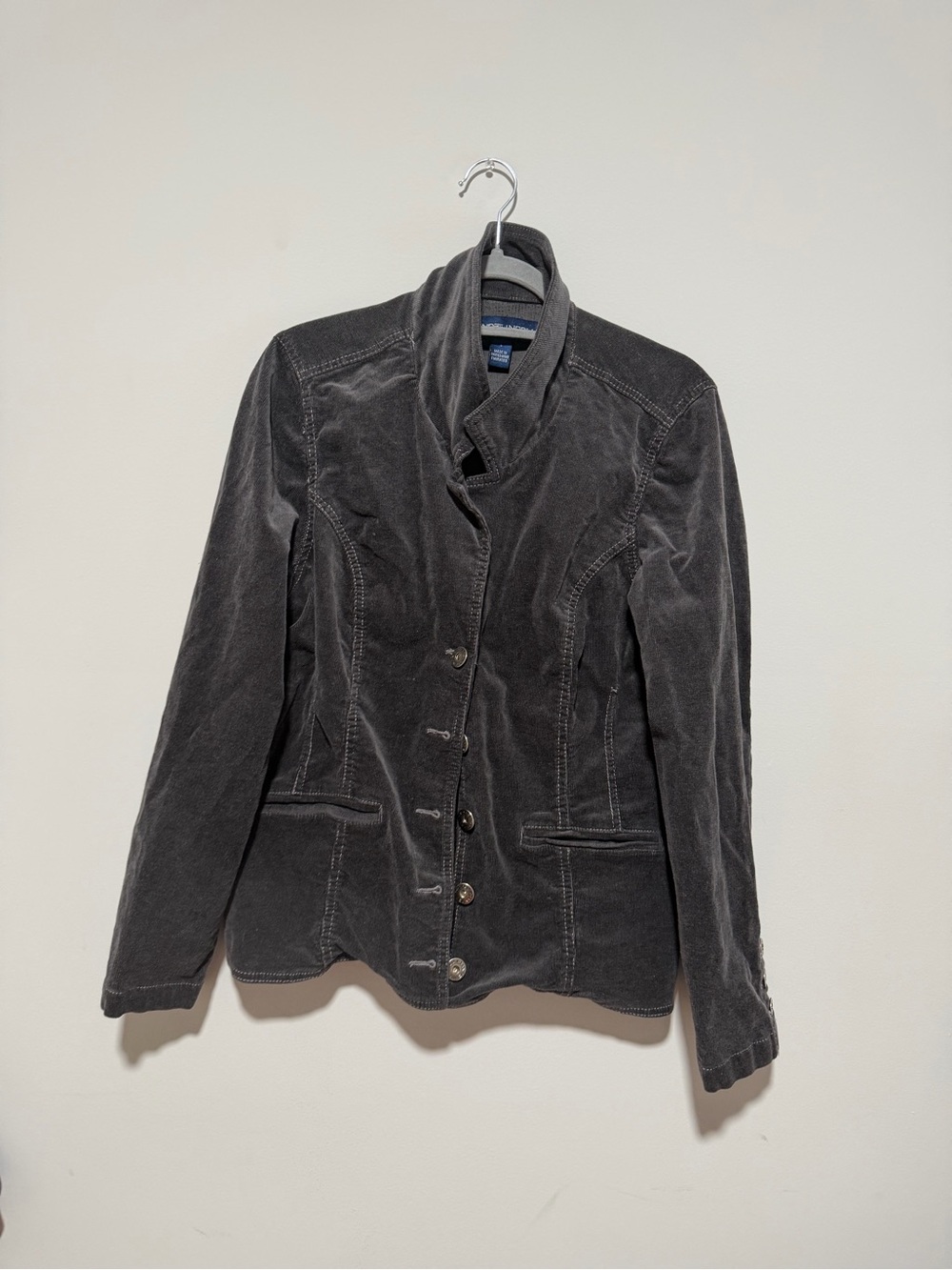 Bandolino Dark Gray Corduroy Button-Front Blazer